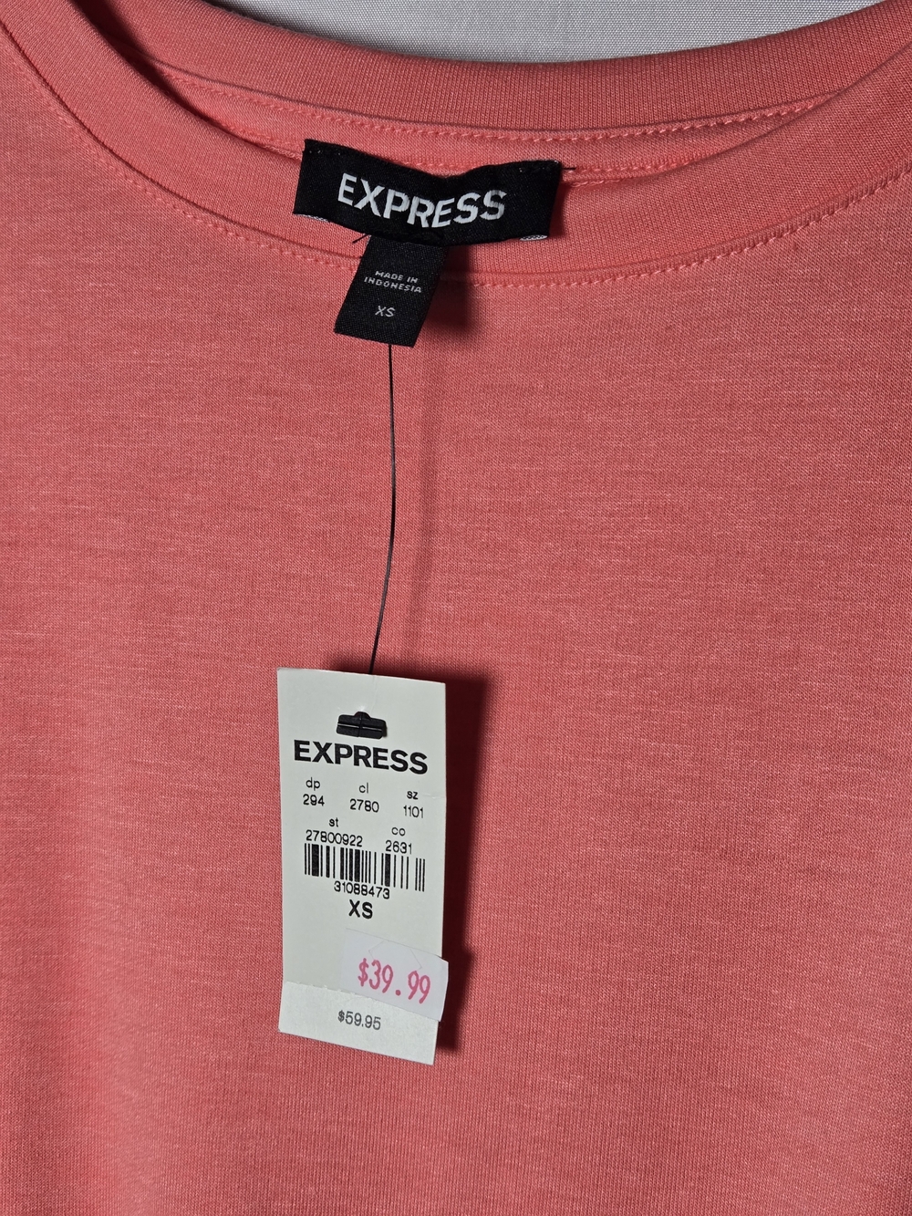 Express Coral Ruched Drawstring Mini Dress - Picture 2 of 5